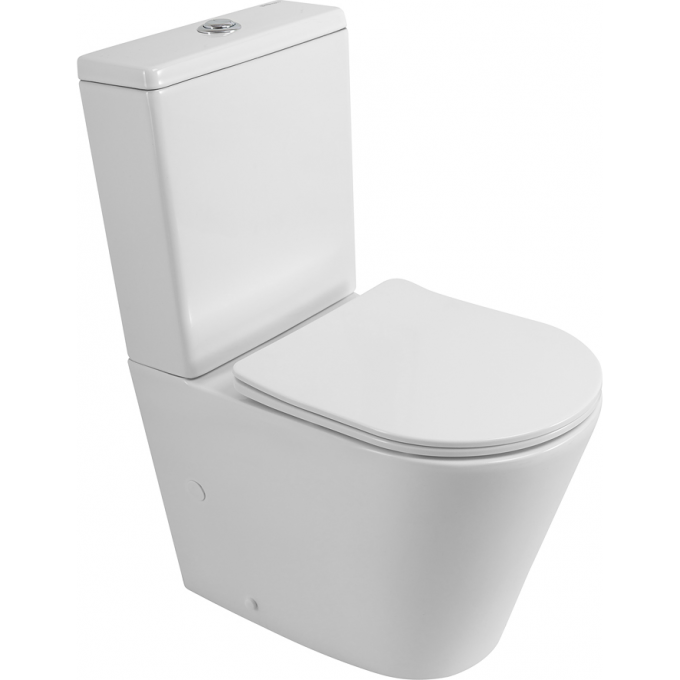 Чаша унитаза BELBAGNO FLAY-R безободкового с сиденьем дюропласт soft close P-trap BB2149CPR/SC